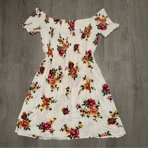 Ambiance White and Red Off-Shoulder Flutter Sleeve Sundress